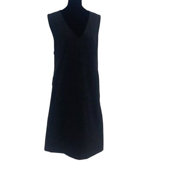 Ministry Of Supply Kinetic Sleeveless V Neck Side Slit Shift Dress Black Size 14 - Picture 2 of 11